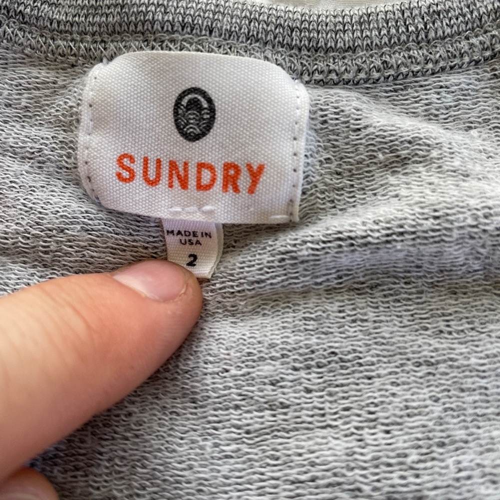 Sundry‎ "Let the good times roll" Heather Gray Sweatshirt Size 2 - Picture 3 of 5